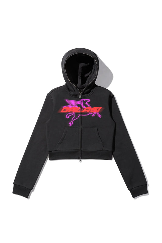 Ladies Pegasus Cropped Zip Up Hoodie